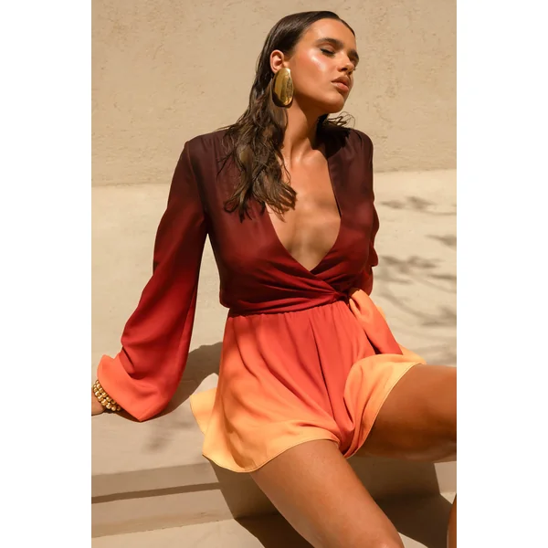 Boss | Combishort dégradé à décolleté plongeant et détail nœud