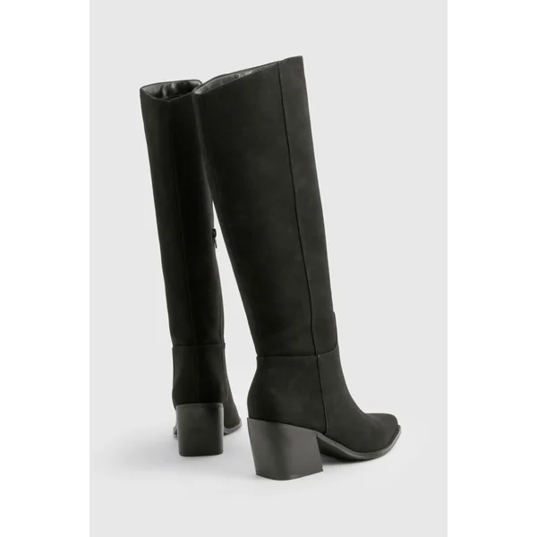 Bottes de cowboy western en nubuck à coupe large