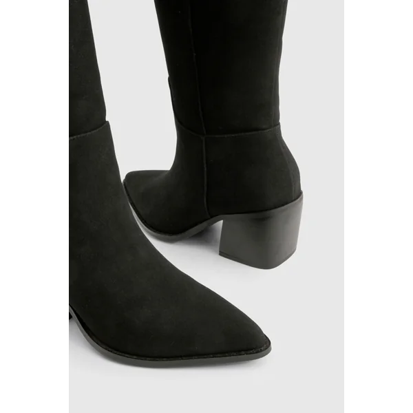 Bottes de cowboy western en nubuck à coupe large