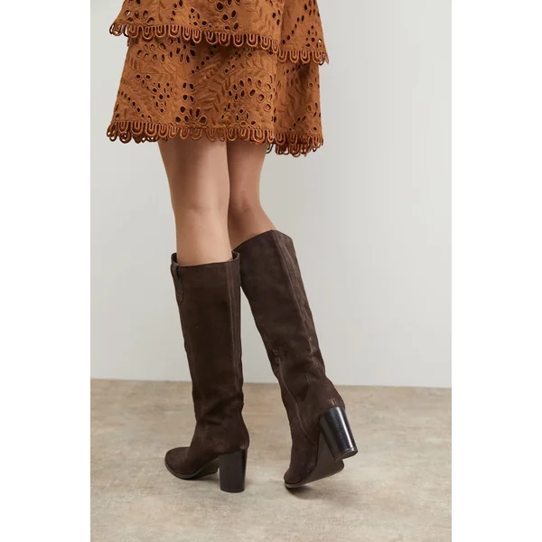 Bottes Hautes à Talon Bloc Kresta en Daim