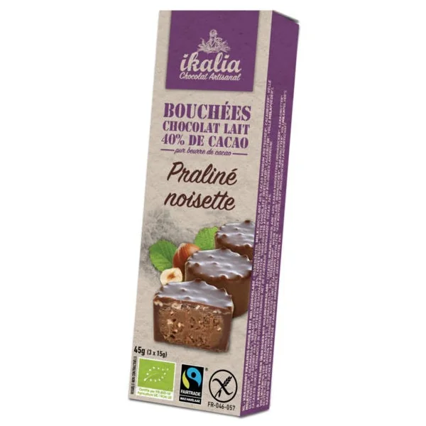 Bouchées praliné noisette enrobées de chocolat au lait 3x15g