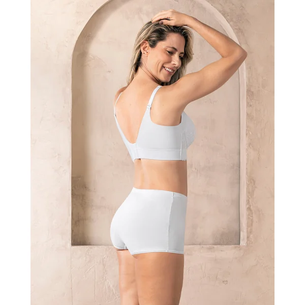 Boxer taille haute en tissu uni.