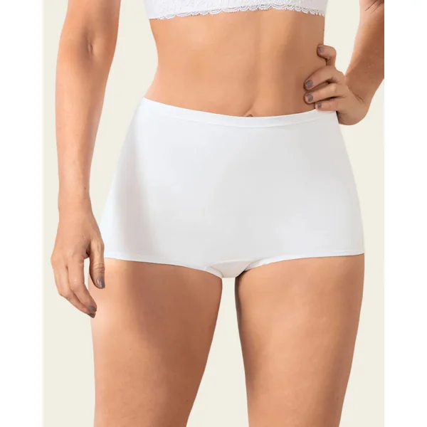 Boxer taille haute en tissu uni.