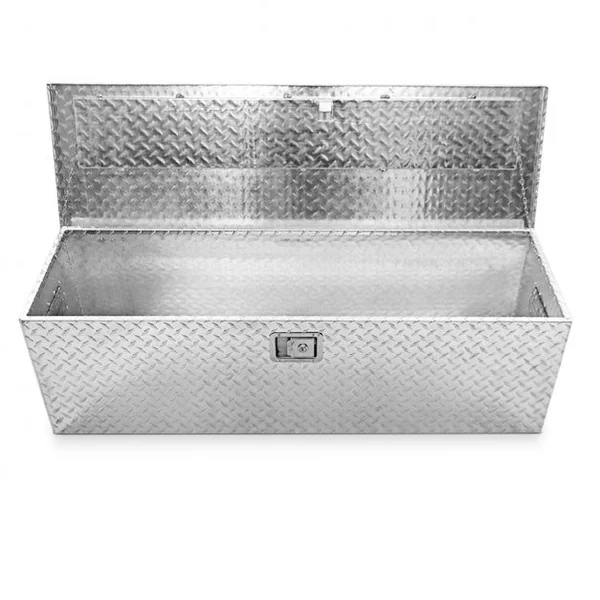 Boîte à Outils Rangement à Outils Verrouillable avec 2 Clés 2 Poignées en Métal en Aluminium 123x38x38cm Argenté