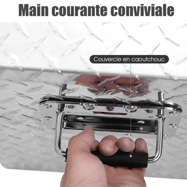 Boîte à Outils Rangement à Outils Verrouillable avec 2 Clés 2 Poignées en Métal en Aluminium 123x38x38cm Argenté