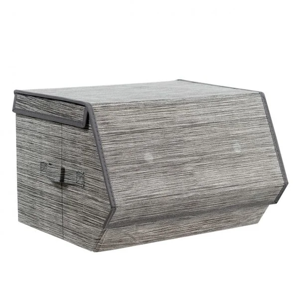 Boîtes de Rangement 4pcs Pliables et Empilables avec Couvercles et Poignées Latérales Capacité 33,25 L38x35x25cm Gris