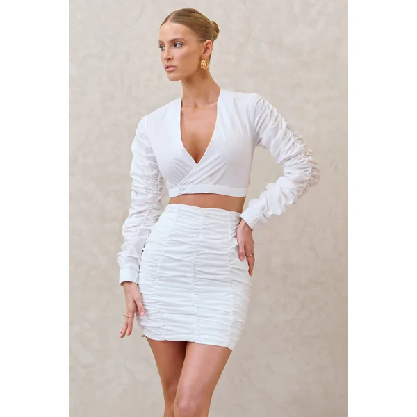 Break Of Day | Mini jupe blanche avec fronces