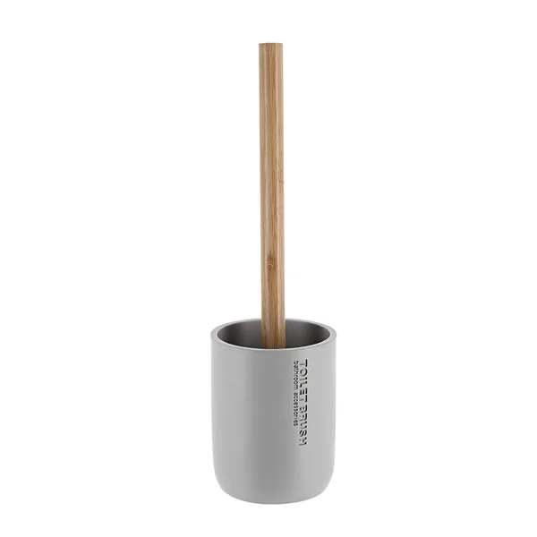Brosse WC polyrésine gris et bambou H 36cm