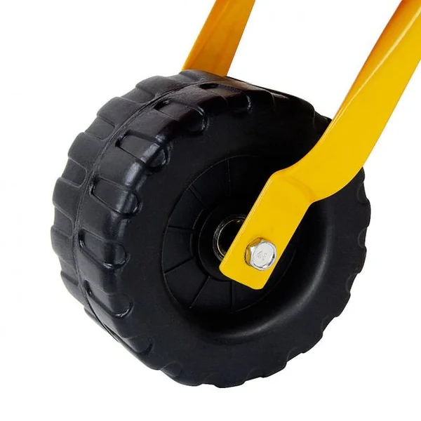 Brouette en métal pour enfants avec roue, Poignée en plastique, Cadre en acier, 73 x 35 x 25 cm, Jaune+Rouge