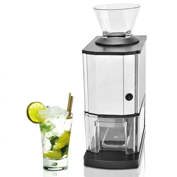 Broyeur à glace électrique pour glace pilée machine en Acier Inox 12kg/h avec entonnoir récipient collecte Utilisation Facile