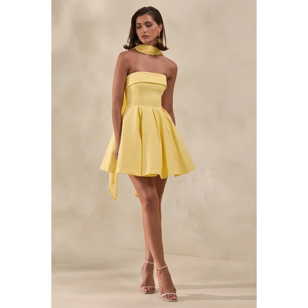 Bruna | Mini-robe patineuse bandeau citron