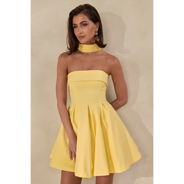 Bruna | Mini-robe patineuse bandeau citron