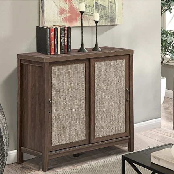 Buffet Bahut Meuble de Rangement en Bois 86x44,5x91,5CM avec 2 Portes Coulissantes et Etagère Réglable