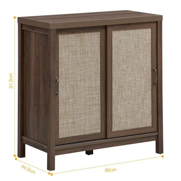 Buffet Bahut Meuble de Rangement en Bois 86x44,5x91,5CM avec 2 Portes Coulissantes et Etagère Réglable