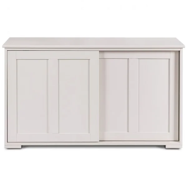 Buffet de Cuisine Armoire Basse de Salle à Manger 2 Etagères 2 Portes Coulissantes en MDF, 106,5x33x62cm, Blanc