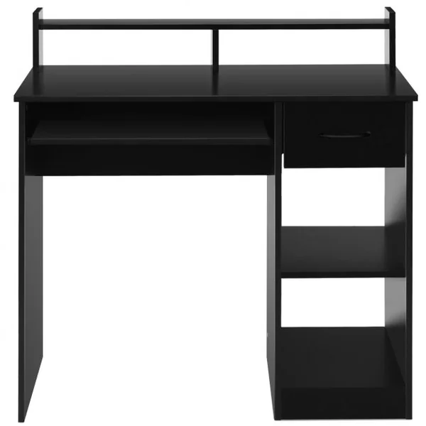 Bureau d'Ordinateur avec Tiroir de Rangement et 2 Etagères Bureau Informatique avec Plateau à Clavier