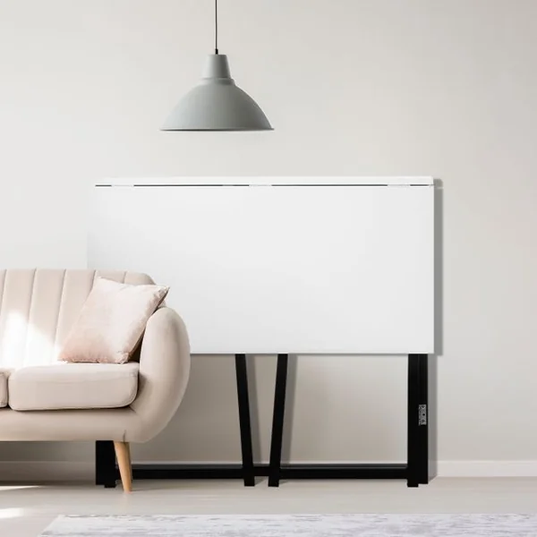 Bureau d'Ordinateur en Bois Pliable Table de Bueau Rectangulaire Cadre en Acier sans Assemblage Blanc