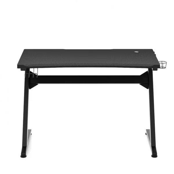 Bureau Gaming Bureau de Jeu pour Gamer Porte Gobelet et Écouteur Tapis de Souris en Mdf et Fer 115x60x76cm Noir