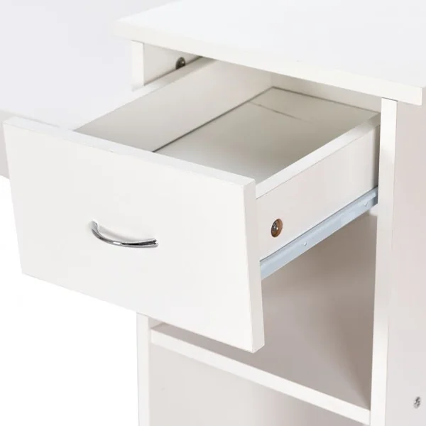 Bureau Informatique avec Tiroir et 2 Compartiments de Rangement Bureau Peu Encombrant en MDF, 108x39,5x82cm, Blanc
