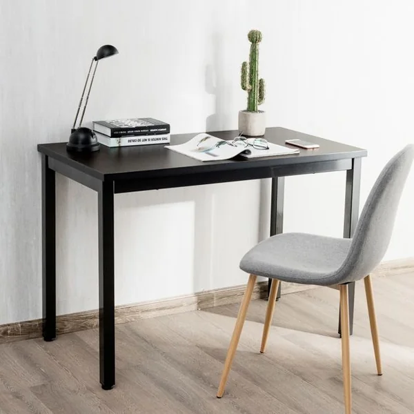 Bureau Informatique Bureau d'Études avec Range-câble Capacité 60kg en Métal+stratifié Mélaminé107x56,5x74cm Noyer