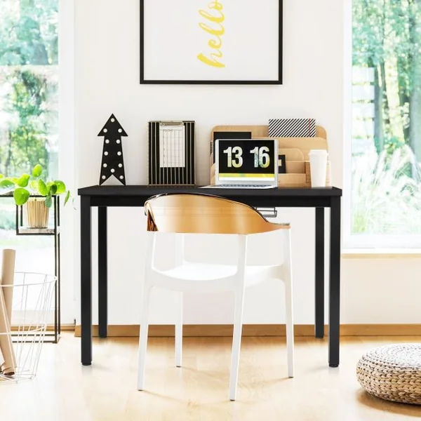Bureau Informatique Bureau d'Études avec Range-câble Capacité 60kg en Métal+stratifié Mélaminé107x56,5x74cm Noyer