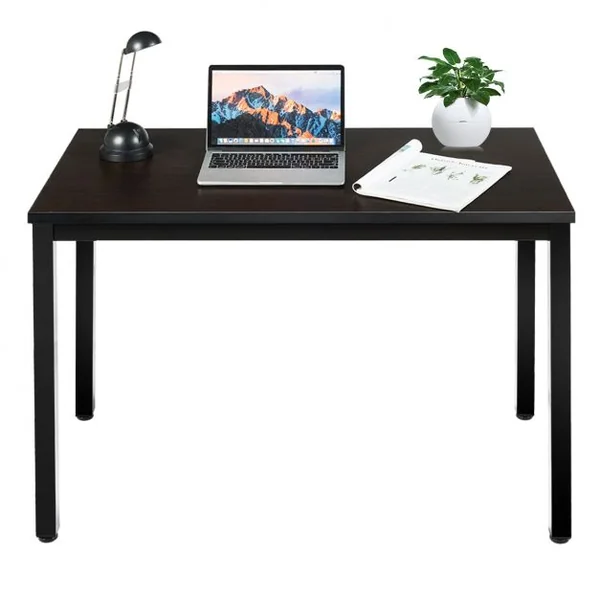 Bureau Informatique Bureau d'Études avec Range-câble Capacité 60kg en Métal+stratifié Mélaminé107x56,5x74cm Noyer