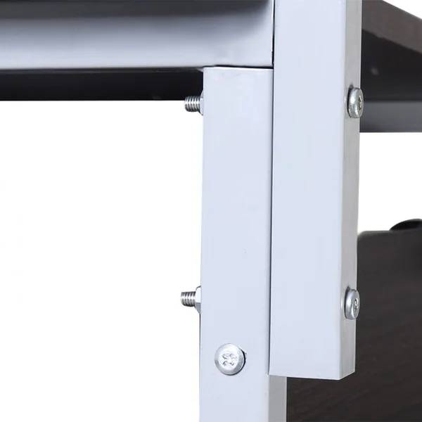 Bureau Informatique à Roulettes Petit Poste de Travail PC avec 3 Étagères et Tiroirs en MDF et fer, 80x55x120cm, Noir