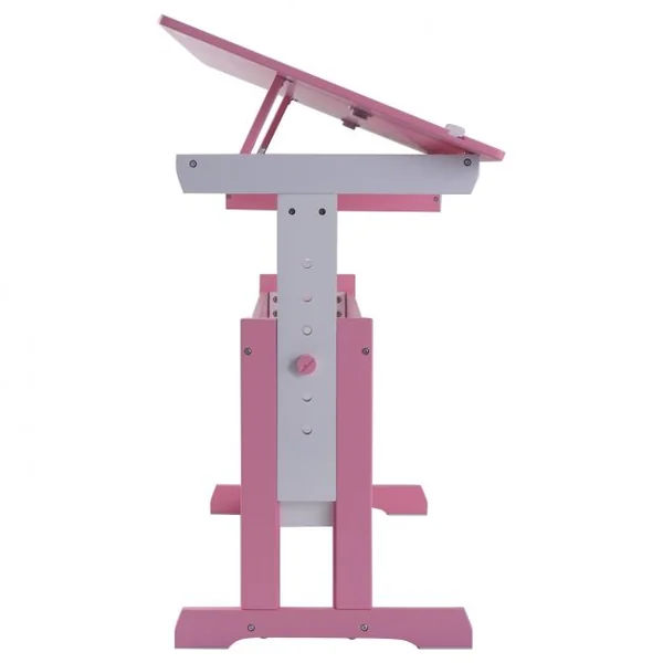 Bureau pour Enfant Table à Dessin avec Plateau Inclinable et Hauteur Réglable et Tiroir en MDF, 109x55x62-88cm, Rose