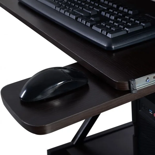 Bureau à Roulettes avec Plateau pour Clavier et Porte-souris Etagère Inférieure en MDF 75x50x75cm Marron