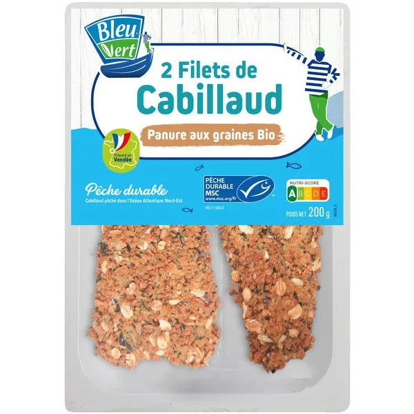 Cabillaud filet panure graines (2) 200g
