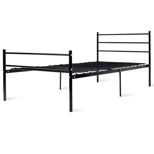 Cadre de Lit avec Tête et Pied de Lit Lit Simple Robuste avec 6 Pieds de Support en Métal 196x102x90cm Noir