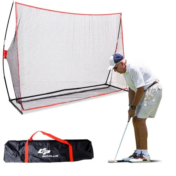 Cage de football But de football But et filets de football et golf avec sac de transport, 305x91.5x213.5cm, Noir et rouge
