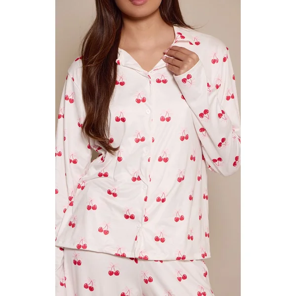 Camel Ensemble De Pyjama Imprimé À Manches Longues Avec Boutonnage