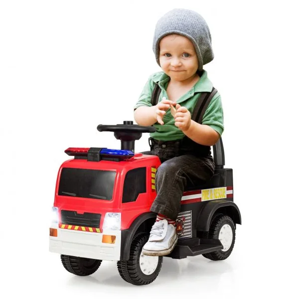 Camion de Pompiers Electrique pour Enfants de 3 à 6 ans Capacité 20 kg Vitesse 3 km/h Batterie 67x39x45cm Noir + Rouge