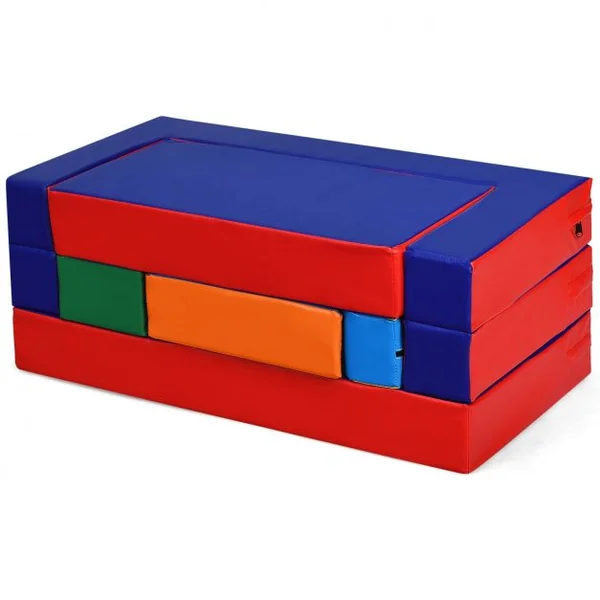 Canapé Convertible 4 en 1 pour Enfants Blocs en Mousse Amovibles en Lit Table Chaise Zone de Jeux en EPE+PU Imperméable