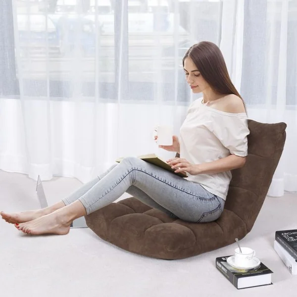Canapé-lit Pliable Chaise de Méditation avec 14 Positions Réglables en Métal et Éponge, 56x67x56cm, 6 Couleurs au Choix