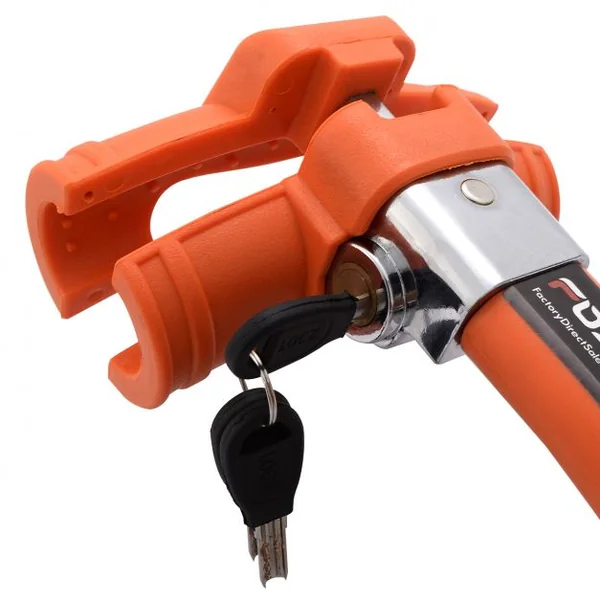 Canne Antivol Bloque-Volant Barre Pour Sécurité Auto Voiture Facile à Installer avec Clé Orange