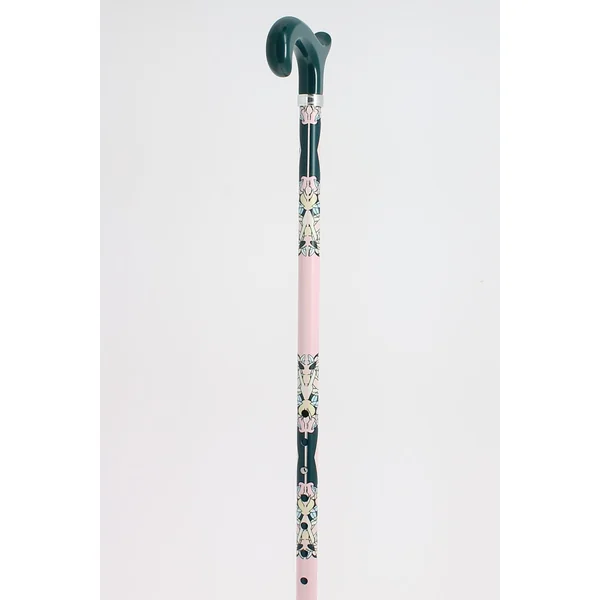 CANNE DE MARCHE FAYET REGLABLE ALU ROSE-VICHY POIGNEE PLEXIGLAS VERT CANARD - Oplus Médical