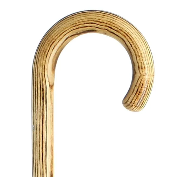 CANNE FAYET COURBE EN BOIS VERNIS ACACIA FLAMBE CLAIR - Oplus Médical