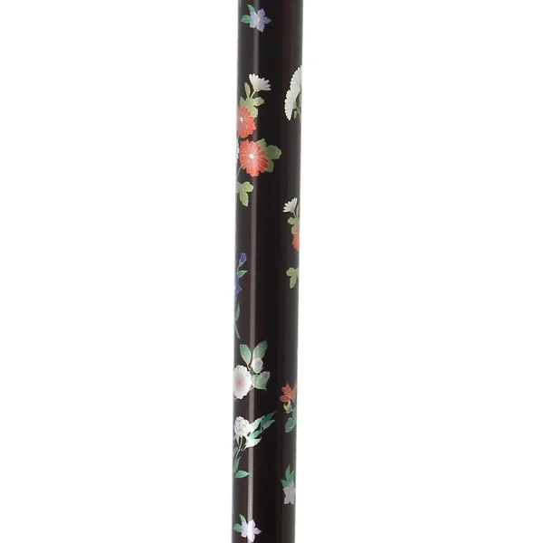 Canne réglable en aluminium motifs fleurs poignée bois