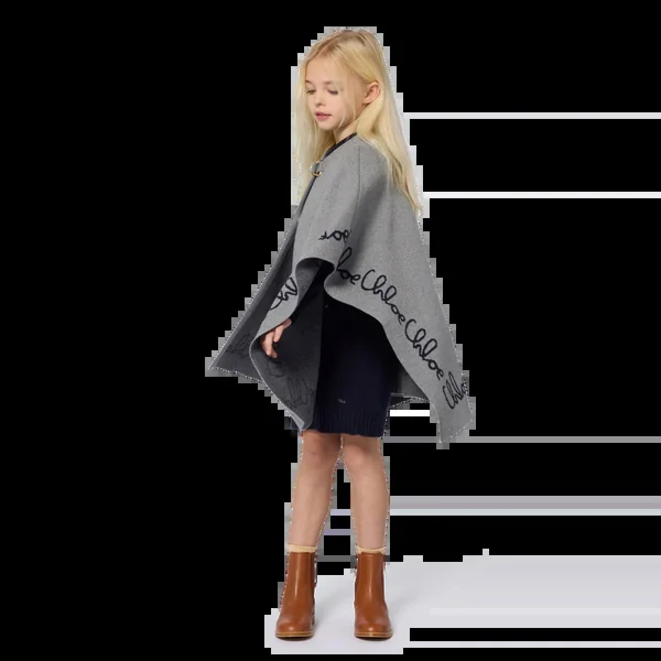 Cape en tricot gris chiné fille Chloé H25 - Soins Bébé Naturels & Produits Maman Après Naissance