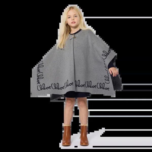 Cape en tricot gris chiné fille Chloé H25 - Soins Bébé Naturels & Produits Maman Après Naissance