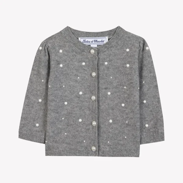 Cardigan gris chiné perles babygirl Tartine et Chocolat H25 - Soins Bébé Naturels & Produits Maman Après Naissance