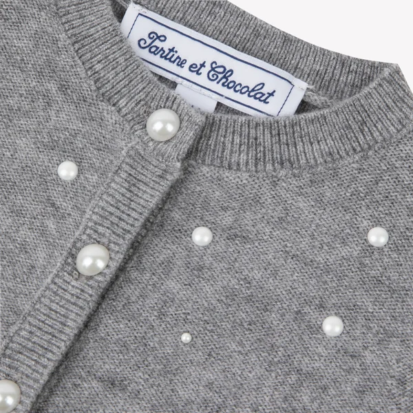 Cardigan gris chiné perles babygirl Tartine et Chocolat H25 - Soins Bébé Naturels & Produits Maman Après Naissance