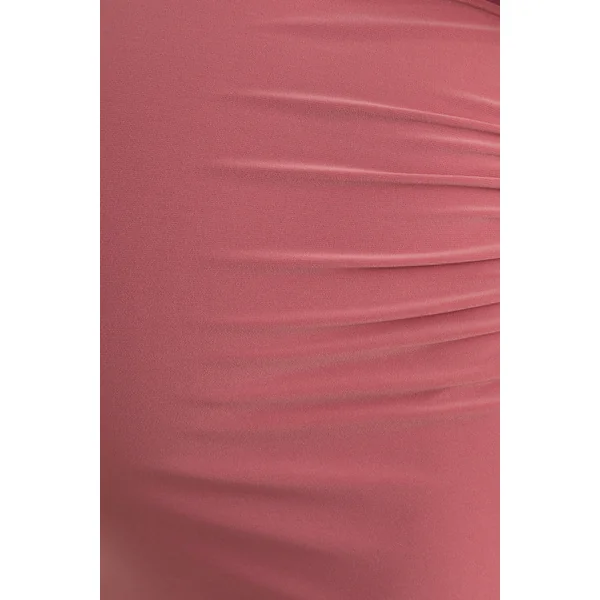 Carlotta | Robe Longue de Maternité Bardot Rose Poudré avec Cape en Chiffon