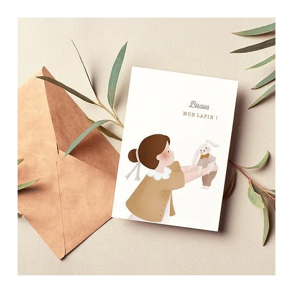 Carte - Bisou mon Lapin - PROMO - Soins Bébé Naturels & Produits Maman Après Naissance
