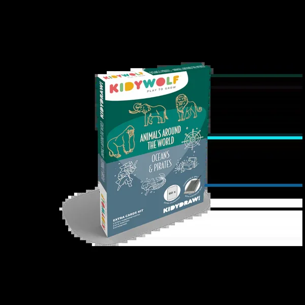 Cartes supplémentaires KIDYDRAW MINI - Thèmes "Animaux autour du monde et Océans & Pirates " - Soins Bébé Naturels & Produits Maman Après Naissance