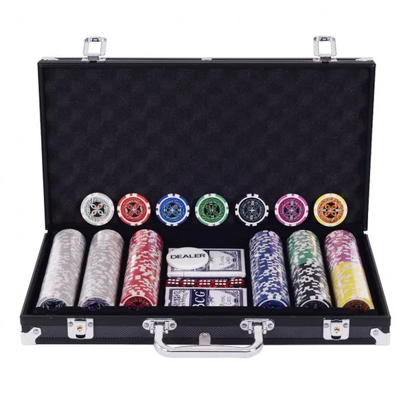 Cas de Poker Set Poker Set Poker Chips Laser 300 jetons de boîtier en aluminium