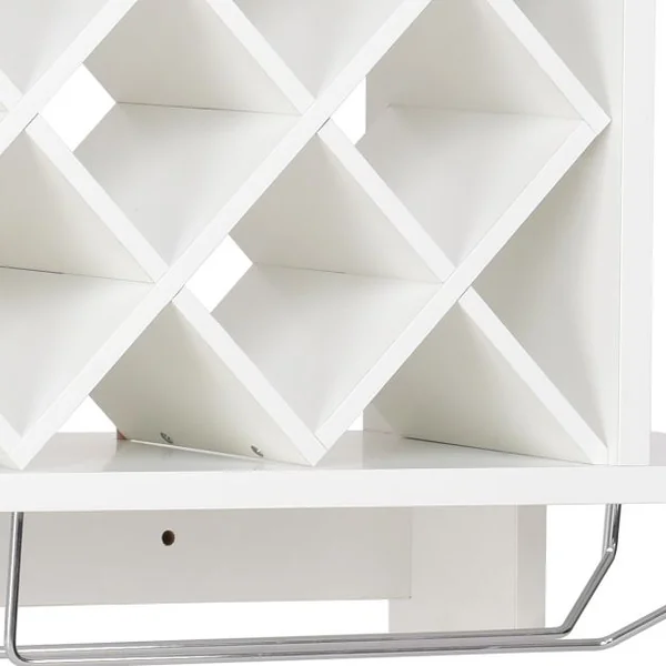 Casier à Vin Étagère à Bouteilles de Verre Support Mural 2 Étages Grande Capacité de Rangement en MDF, 80x58.5cm, Blanc