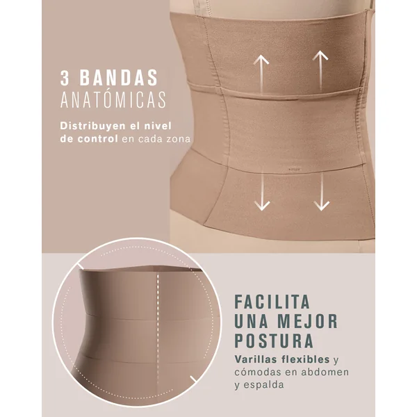 Ceinture abdominale à contrôle modérée avec bandes anatomiques